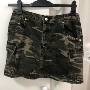 Topshop Camo Denim Miniskirt Size 10